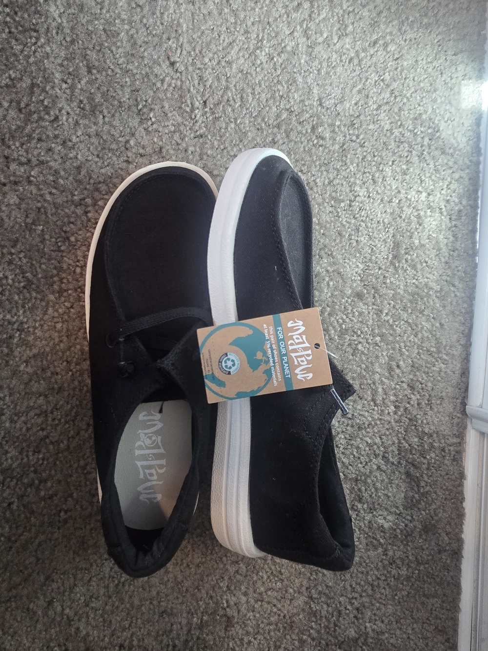 Madlove Black Canvas Slip-On Sneakers with White Sole
